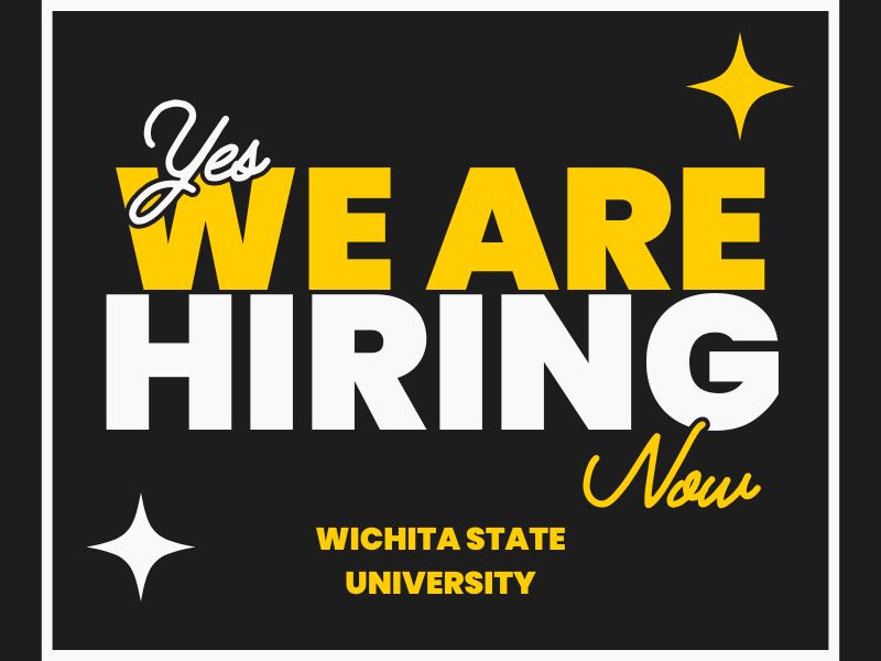 Black background with wording 'Yes, we are hiring, now" in yellow & white