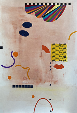 This is a hand-pulled monotype and relief print.