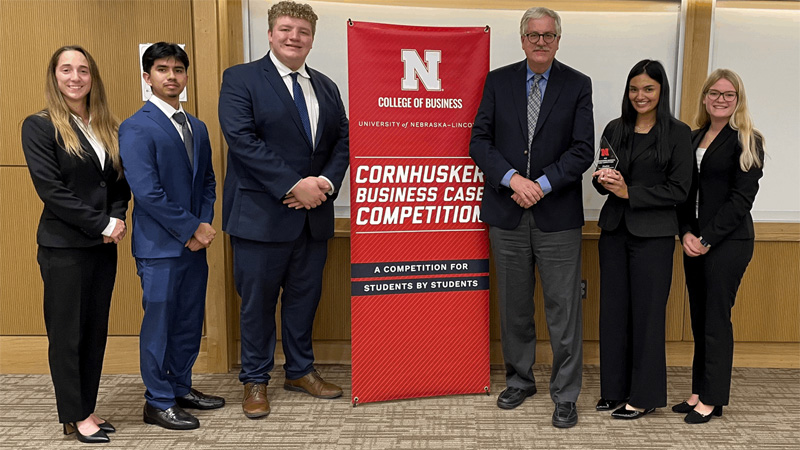 A team of five undergraduate students from the W. Frank Barton School of Business at Wichita State University earned finalist recognition at the Cornhusker Business Case Competition, a prestigious national event hosted by the Nebraska Business Honors Academy at the University of Nebraska–Lincoln.
