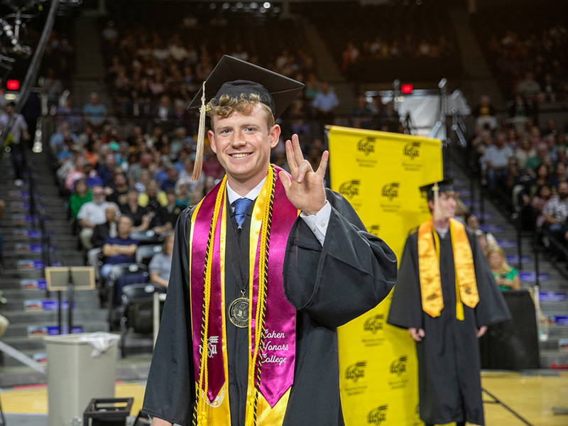 A student at commencement give up the Shocker