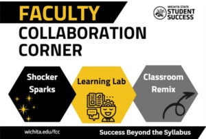 Faculty Collaboration Corner with Student Success. Explore Shocker Sparks, Learning Labs and Classroom Remix options at wichita.edu/fcc.