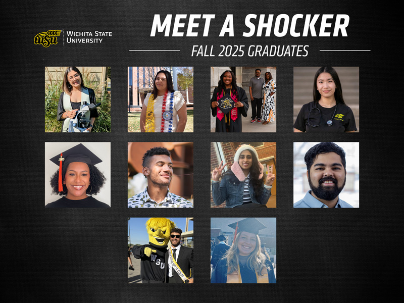 Meet a Shocker fall 2025 graduates, with a collage of graduating students
