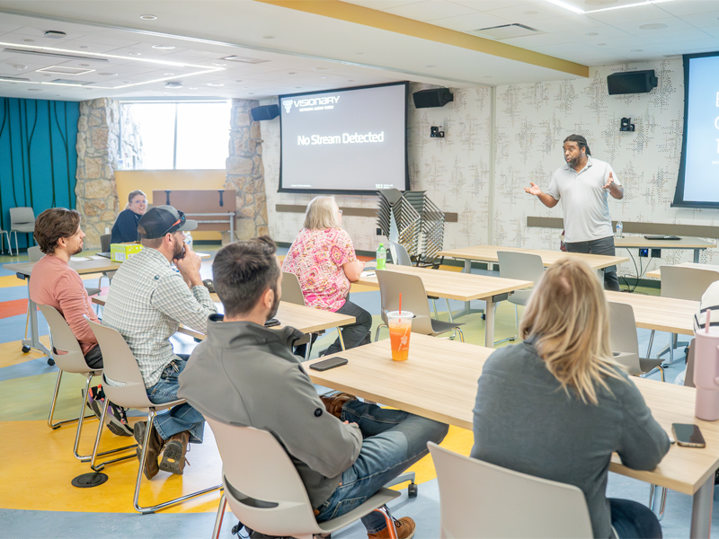 Percy Turner instructs a class of students for the Professional Development Series
