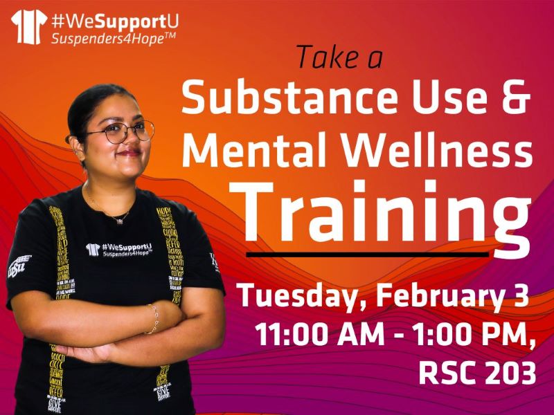 Take a Substance Use and Mental Wellness Training Tuesday, February 3 11am-1pm RSC 203