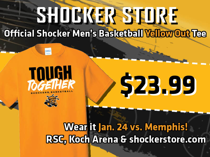 Shocker Store. Official Shocker Men's Basketball Yellow Out Tee. $23.99. Wear it Jan. 24 vs. Memphis! RSC, Koch Arena and shockerstore.com