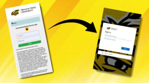 Image showing previous login example with arrow showing new login example.