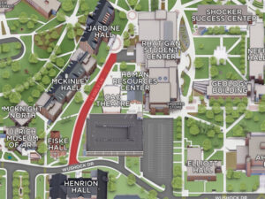 A map showing Isely Lane highlighted in red