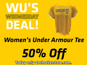 Wu's Wednesday Deal! Women's Under Armour Tee. 50% Off. Today only at shockerstore.com