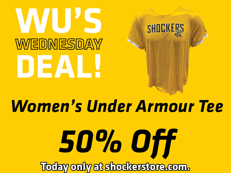 Wu's Wednesday Deal! Women's Under Armour Tee. 50% Off. Today only at shockerstore.com
