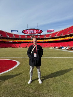 Mitchell Steele standing in the Chiefs football field