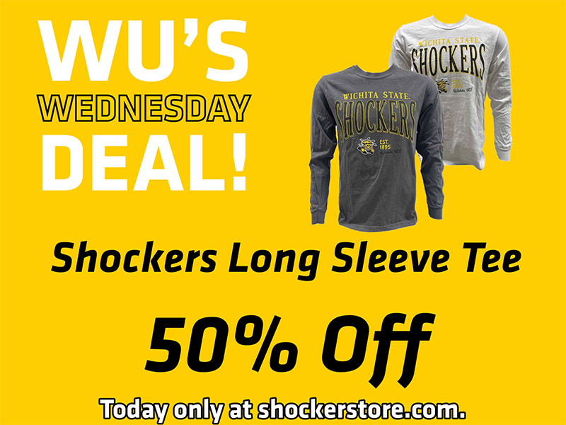 Wu's Wednesday Deal! Shockers Long Sleeve Tee, 50% Off. Today only at shockerstore.com