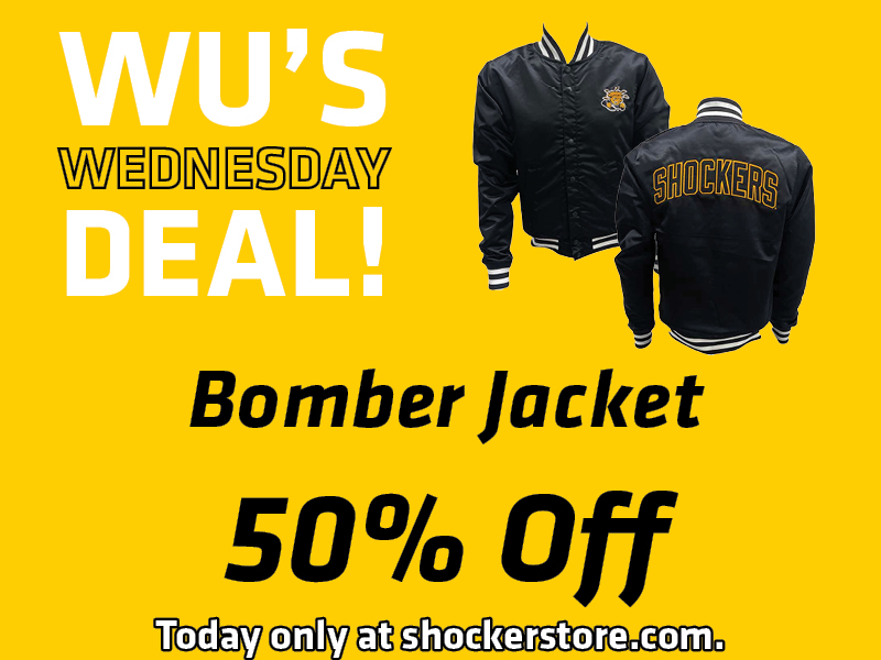 Wu's Wednesday Deal! Bomber jacket, 50% off. Today only at shockerstore.com