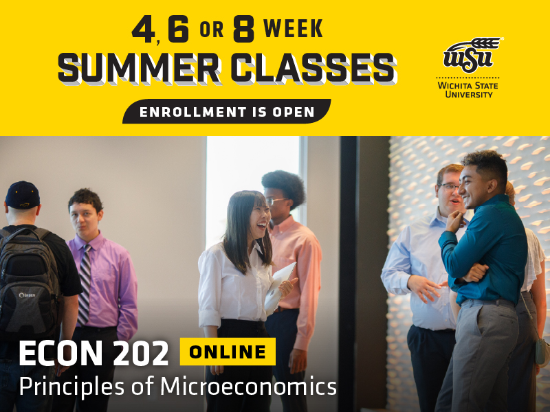 4, 6 or 8 week summer classes enrollment is open. Students mingle at a business conference and the text ECON 202 - Online: Principles of Microeconomics