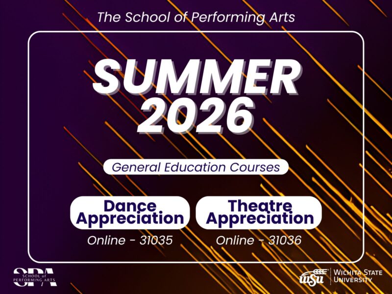 The School of Performing Arts; Summer 2026 General Education Courses; Dance Appreciation Online 31035; Theatre Appreciation Online 31036