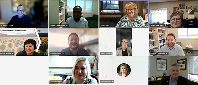 A collage from a virtual meeting featuring multiple people
