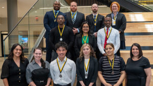 Teams that Placed at the Barton School's Interdisciplinary Business Challenge on the social stairs