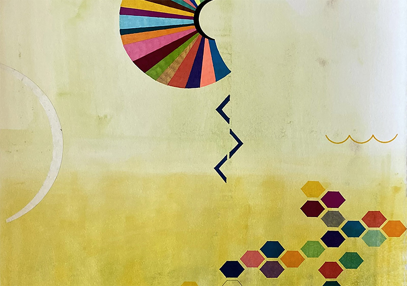 Abstract figures by Marie Bukowski, dean of fine arts