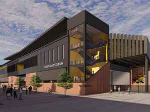 Architect render of the new Crossland Stadium additions