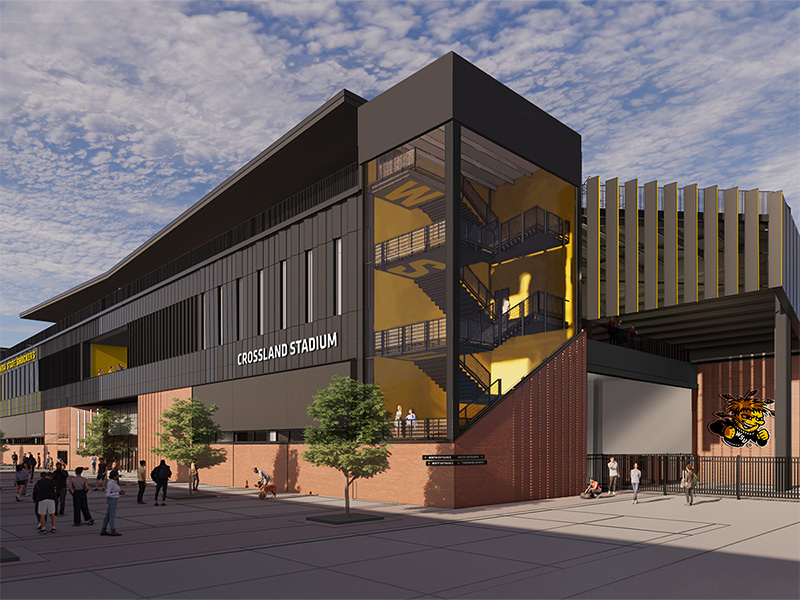 Architect render of the new Crossland Stadium additions