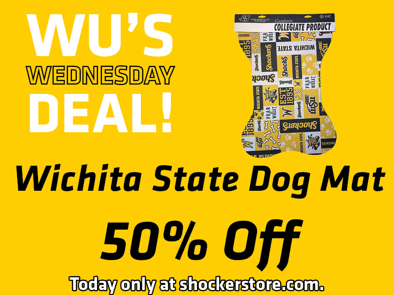 Wu's Wednesday Deal! Wichita State Dog Mat 50% Off. Today only at shockerstore.com