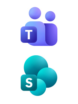 The Microsoft Teams and Microsoft SharePoint logos