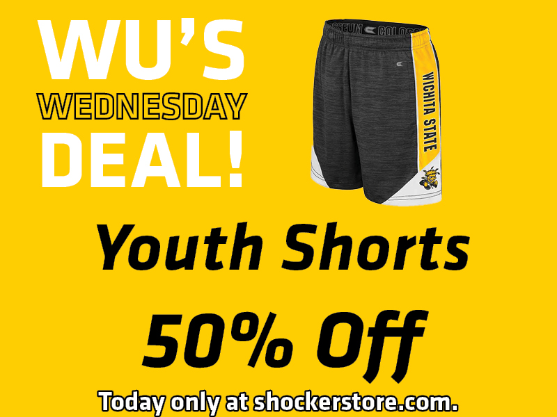 Wu's Wednesday Deal! Youth Shorts 50% off. Today only at shockerstore.com