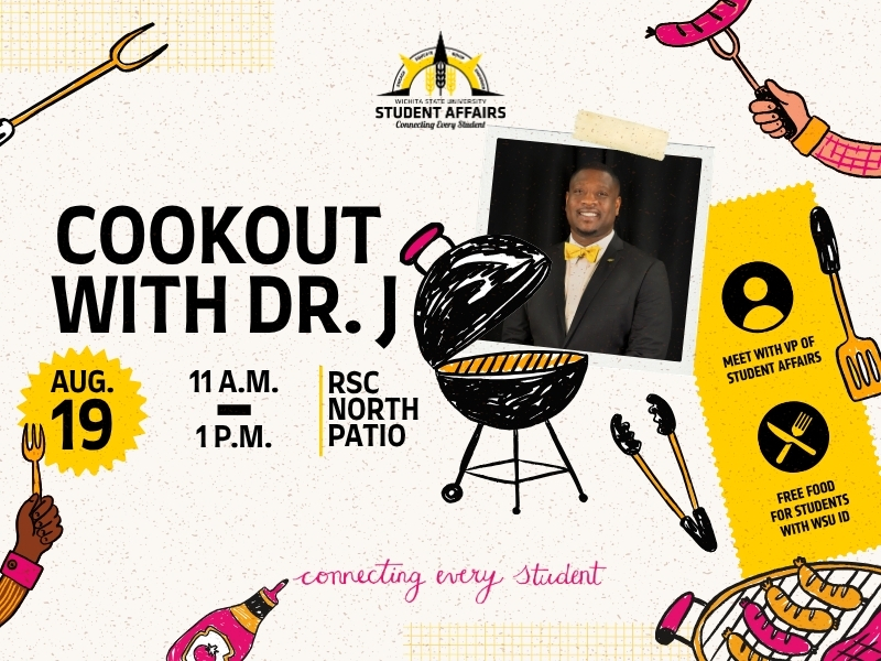 Cookout with Dr. J, Aug. 19th, 11a.m.-1p.m. RSC North Patio