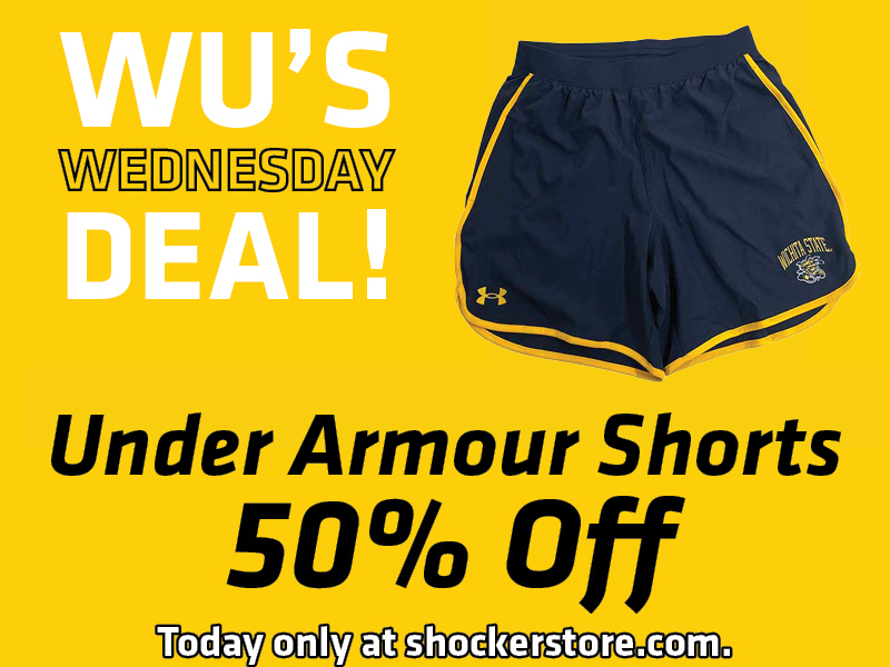 Wu's Wednesday Deal! Under Armour Shorts 50% off. Today only at shockerstore.com