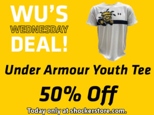 Wu's Wednesday Deal! Under Armour Youth Tee 50% off. Today only at shockerstore.com