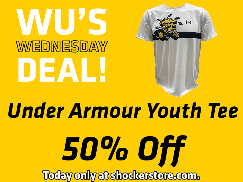 Wu's Wednesday Deal! Under Armour Youth Tee 50% off. Today only at shockerstore.com