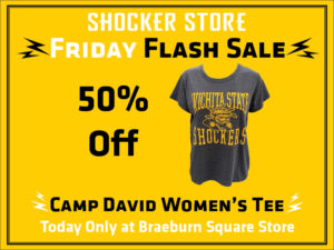 Shocker Store Friday Flash Sale. 50% off Camp David women's tee. Today only at Braeburn Square store