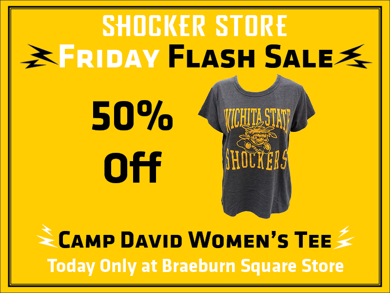 Shocker Store Friday Flash Sale. 50% off Camp David women's tee. Today only at Braeburn Square store