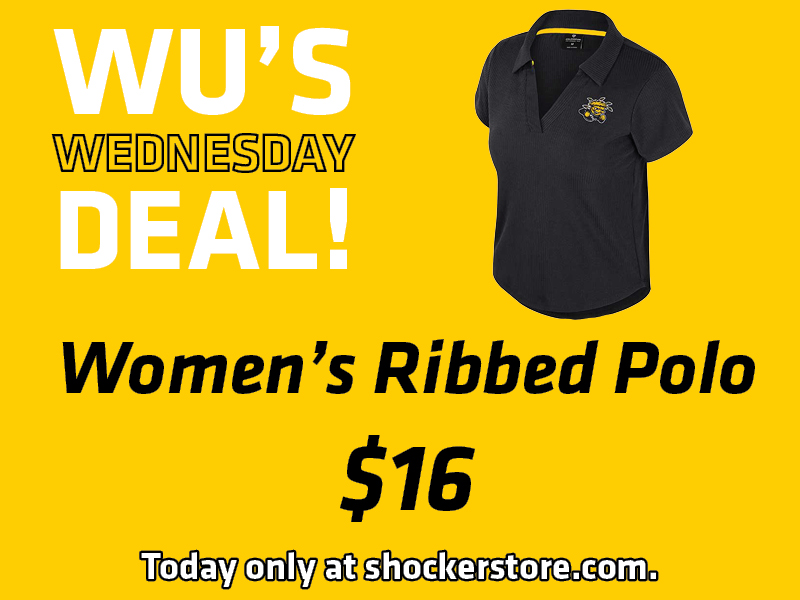 Wu's Wednesday Deal! Women's ribbed polo $16 today only at shockerstore.com
