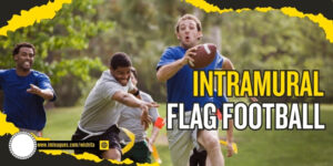 University students chasing another player with the ball. Intramural Flag Football imleagues.com/wichita