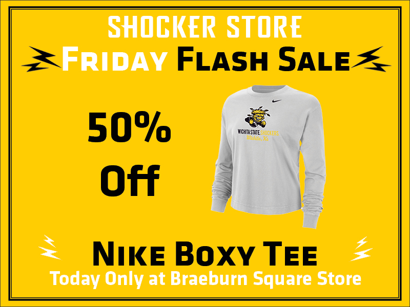 Shocker Store Friday Flash Sale. 50% Off Nike Boxy Tee today only at Braeburn Square store.