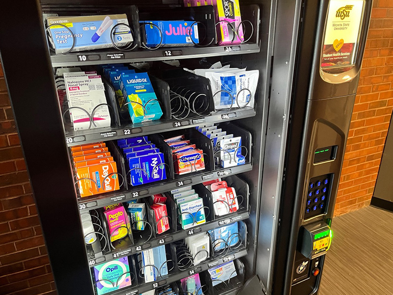 A vending machine with various wellness products