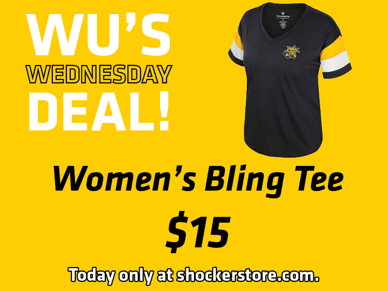 Wu's Wednesday Deal! Women's bling tee, $15. Today only at shockerstore.com