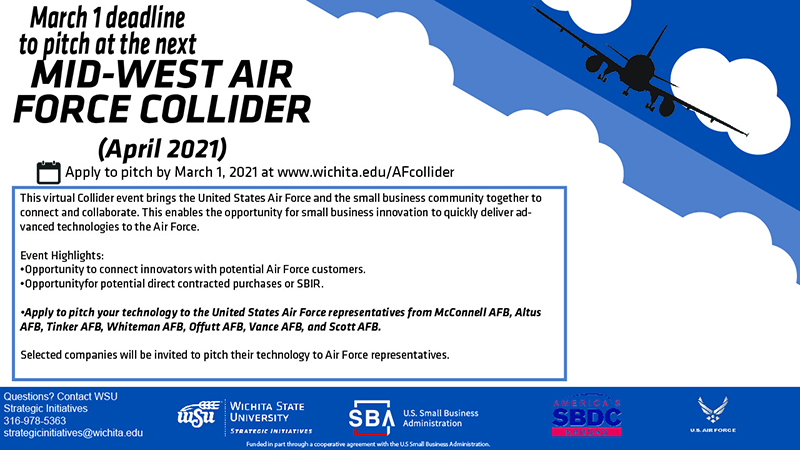 This virtual Collider event brings the United States Air Force and the small business community together to connect and collaborate. This enables the opportunity for small business innovation to quickly deliver advanced technologies to the Air Force. This virtual Collider event brings the United States Air Force and the small business community together to connect and collaborate. This enables the opportunity for small business innovation to quickly deliver advanced technologies to the Air Force.