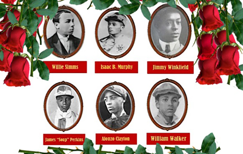 Willie Simms, Isaac B. Murphy, Jimmy Winkfield, James Perkins, Alonzo Clayton, and William Walker Willie Simms, Isaac B. Murphy, Jimmy Winkfield, James Perkins, Alonzo Clayton, and William Walker